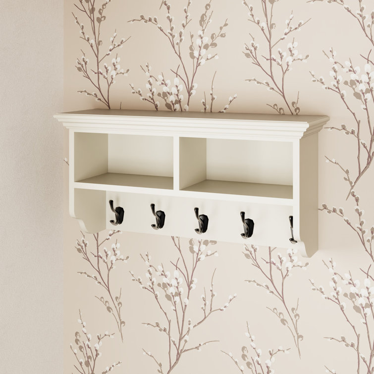 Ophelia & Co. Springdale Painted Hall Shelf With 5 Hooks Charcoal Grey